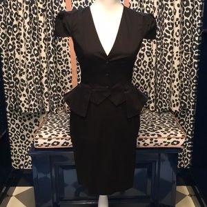 McQ Alexander McQueen Black Peplum Sexy Dress